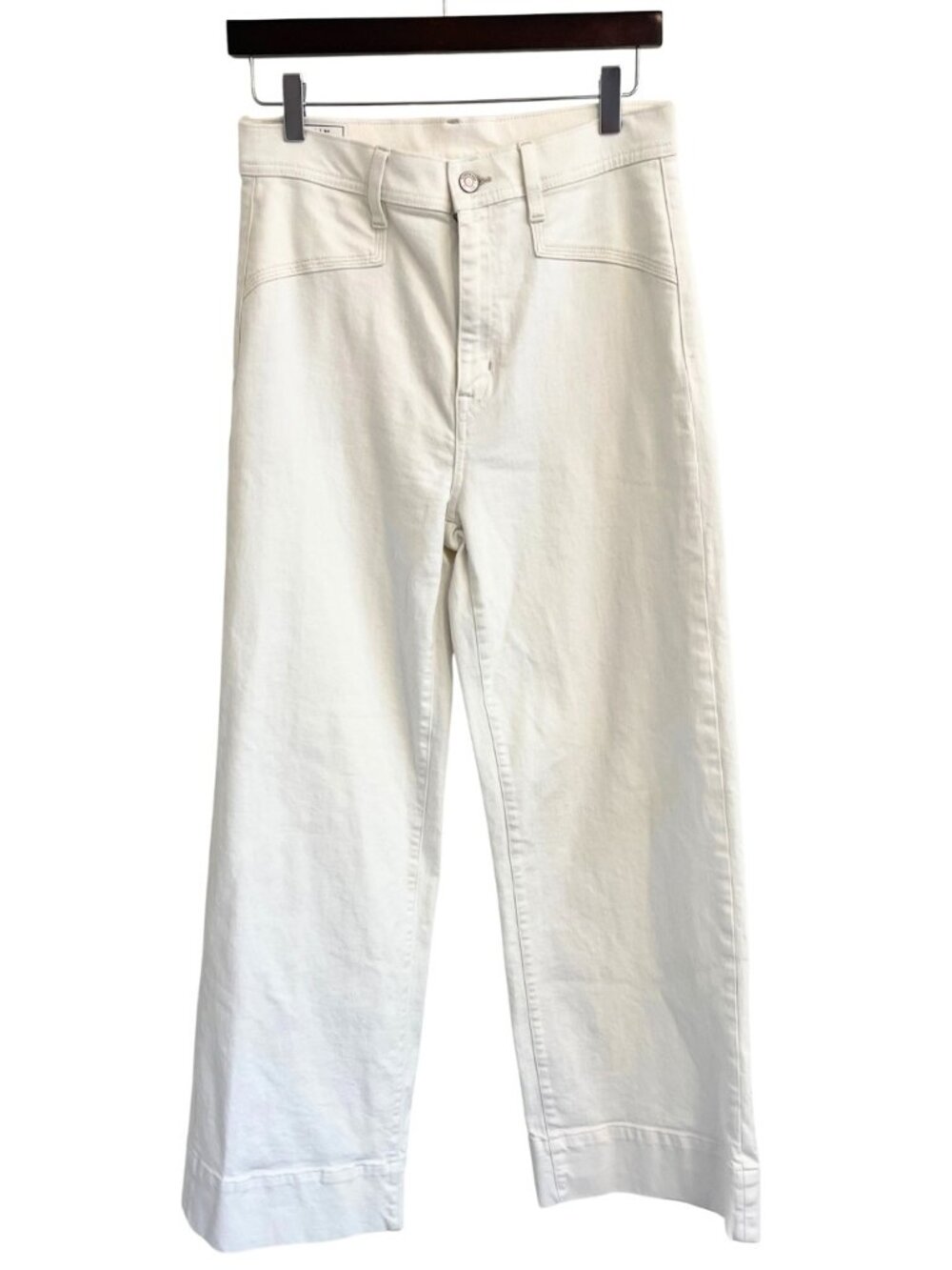 GAP Sky High Wide-Leg Ecru/White Jeans w Retro Stitchings Size 29 / 8 Regular